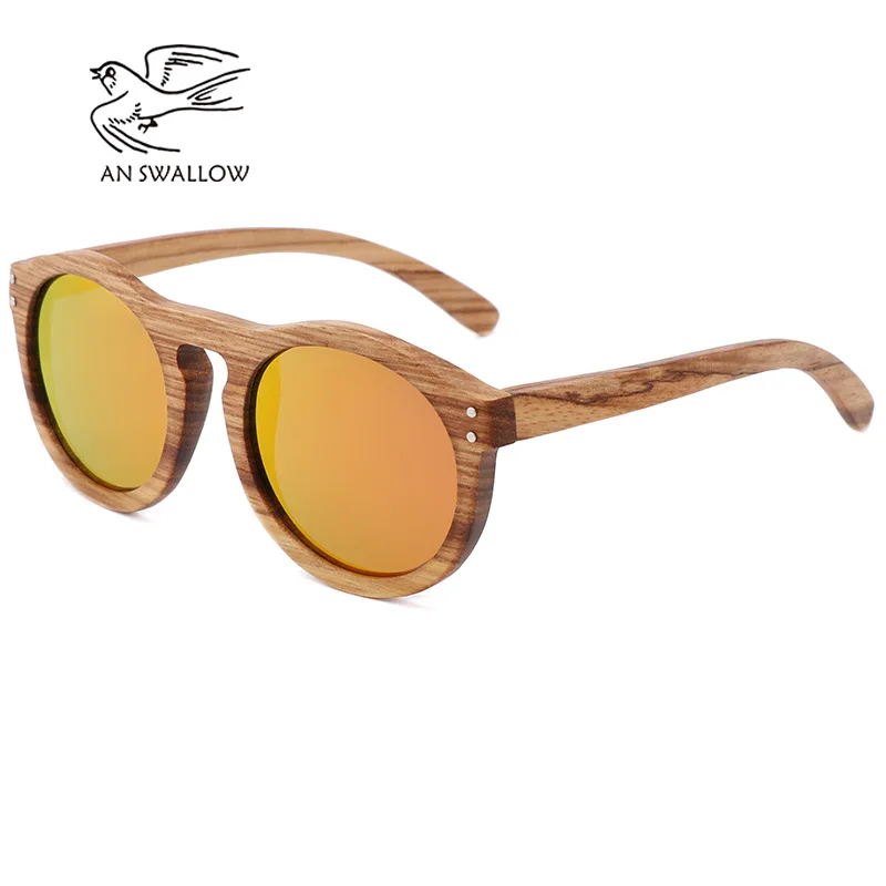 New 100% Real Zebra Wood Sun Glasses Women Round Wooden Sunglasses Men Polarized Lenses Driving UV400 Gafas De Sol