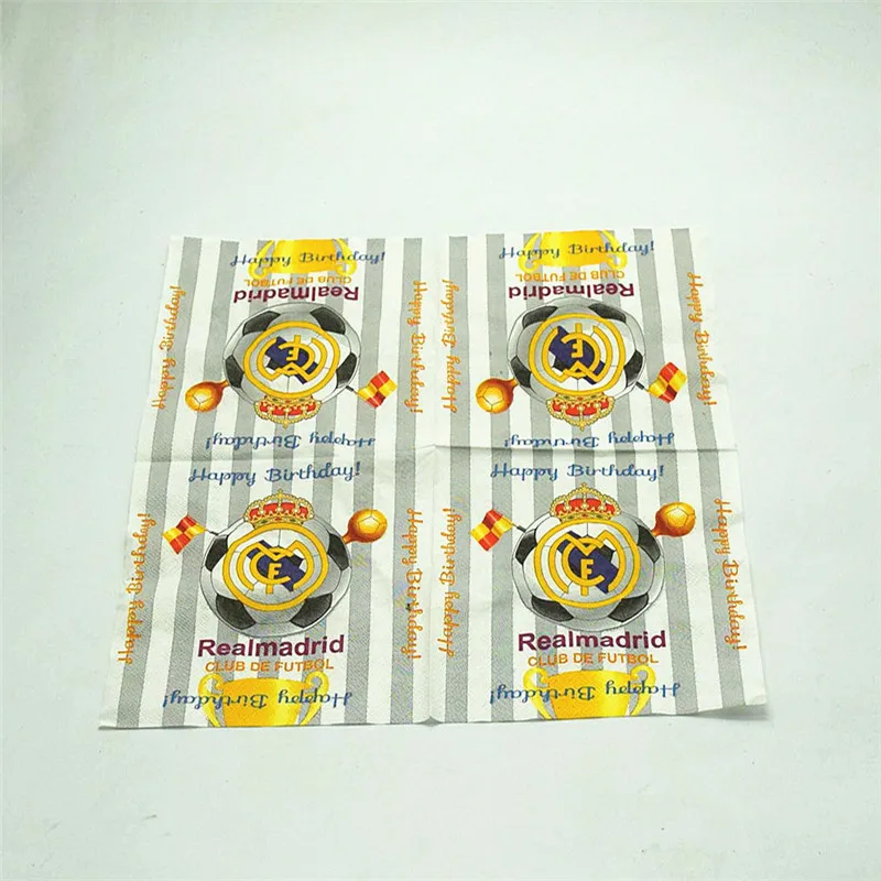 real madrid cartoon theme paper napkins 20pcs/lot brithday party supplies tablewares for children
