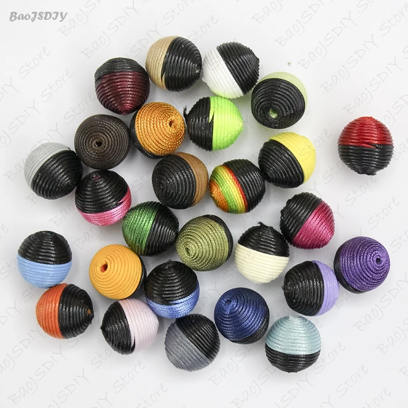 Mix Half Black 10 штук 16 мм 18 мм 20 мм 22 мм 24 мм круглый акриловый шар, обернутый Воском Шнур бусины Diy ювелирных изделий Аксессуары(JM6149 - Цвет: Mix Half Black