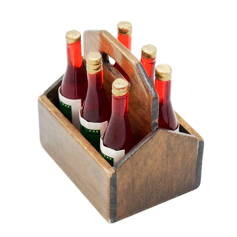 6 Red Wine Crate Odoria 1:12 миниатюрные 5 винных бутылок и Кубок в Деревянный чехол для кукольного домика кухонные аксессуары для столовой ресторана - Цвет: 6 Red Wine Crate