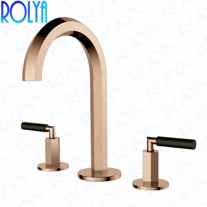 Rolya новый роскошный розовый золотой кран для раковины ванной комнаты 3 отверстия