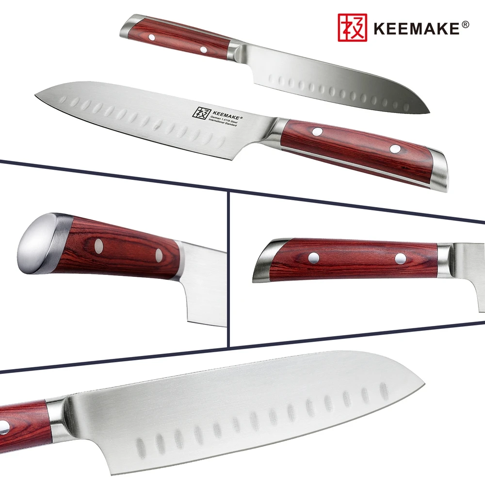 KEEMAKE " дюймов нож для шеф-повара Santoku кухонные ножи резак инструменты немецкий 1,4116 сталь 58HRC бритва острый лезвие цвет деревянной ручкой