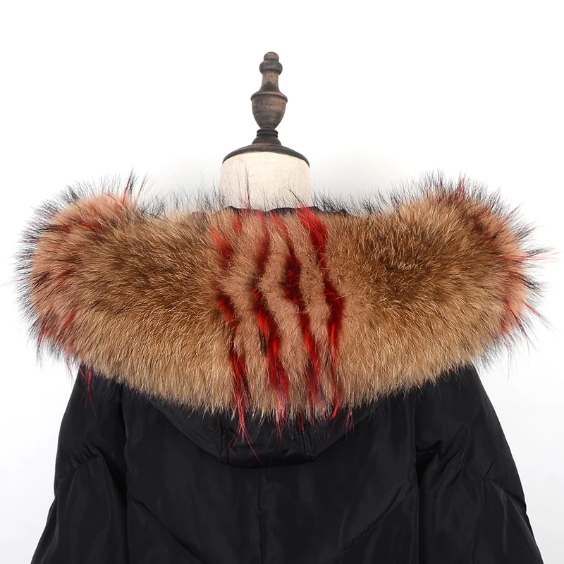 Lady new Fur Collar Real Raccoon Women Scarves Winter Coat Female Neck Cap Long Warm Multicolor Genuine Scarf |