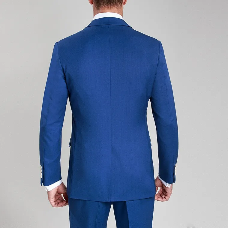 2018 Custom Made Mens Tuxedos Grooms Men Suit Royal Blue Slim Fit Wedding Suits Black notch Lapel ( jacket+Pants+tie) | Мужская одежда