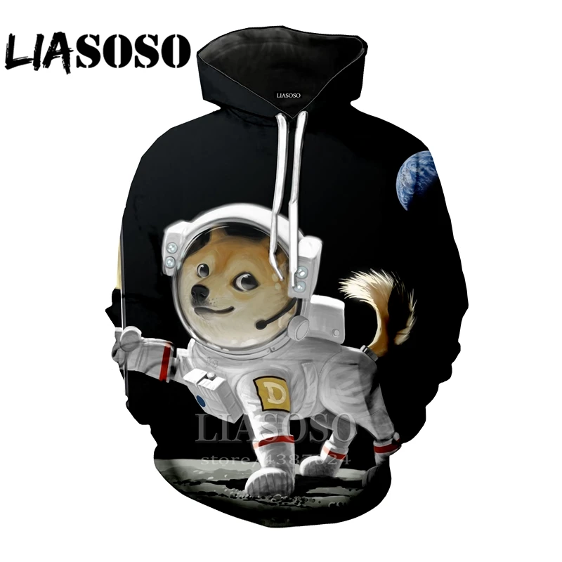 LIASOSO для мужчин женщин 3d принт Homme doge футболка пространство собака хип хоп аниме