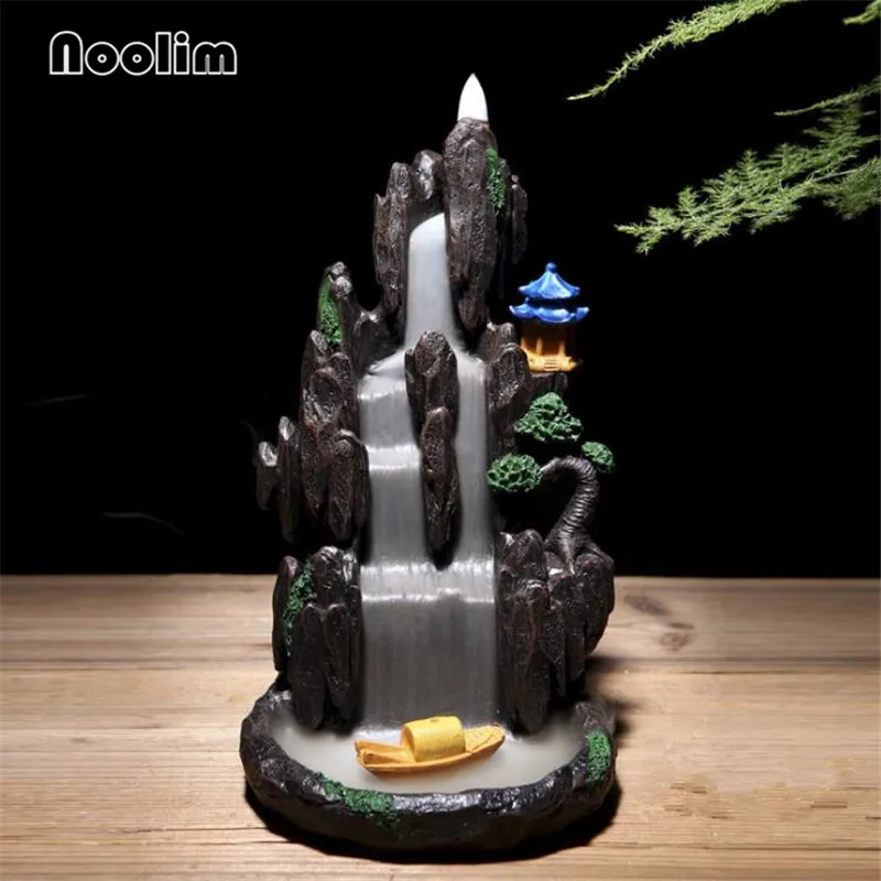 Горная горная горелка для благовоний медитация держатель дым водопад кадильница