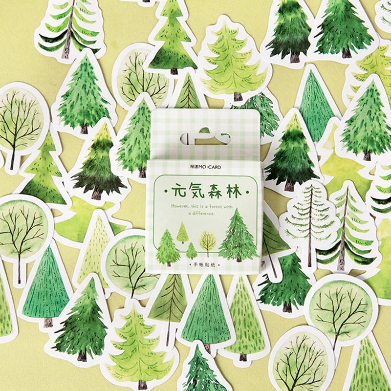 

45pcs/pack Kawaii small Green forest Stickers Cute Diary Decoration Scrapbooking DIY seal Sticker office Stationery