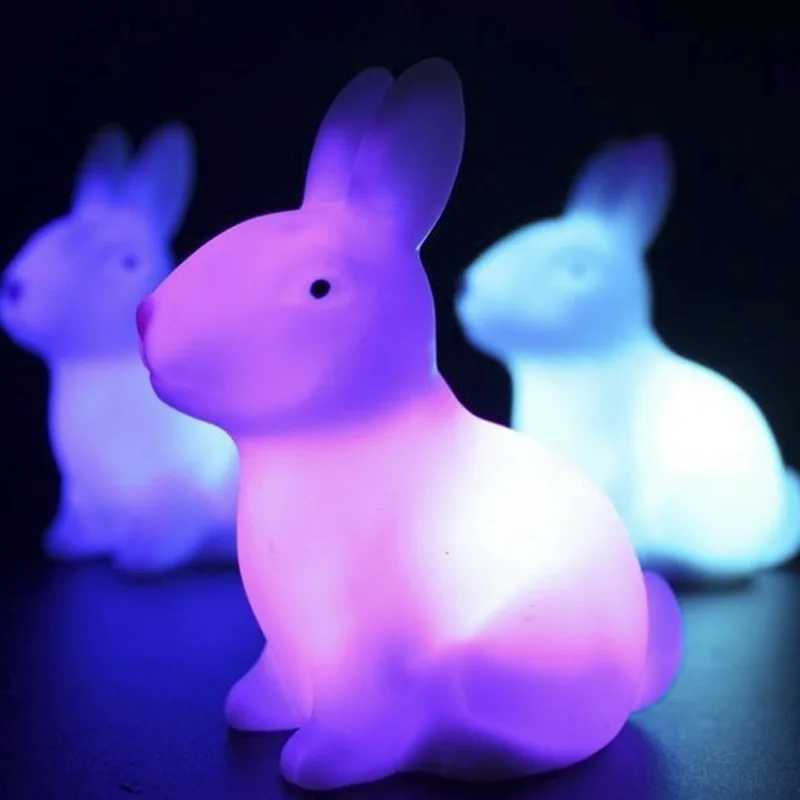 rabbit Светодиодный лиса слон животное ночной Светильник для дома Спальня Настольный 7 меняющихся Цвета прекрасный светодиодный светильник украшения для малыша Детские ночники - Испускаемый цвет: rabbit