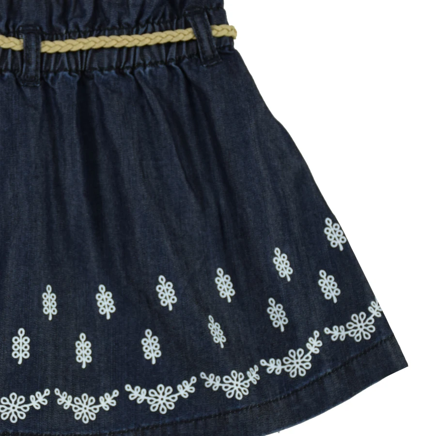 Детские джинсовые юбки для девочек синие хлопковые с цветочным рисунком малышей