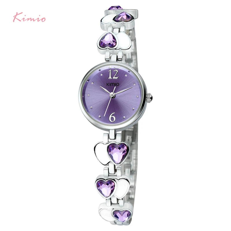 Kimio бренд relojes con diamantes любовь сердце драгоценный камень тонкий ремешок наручные