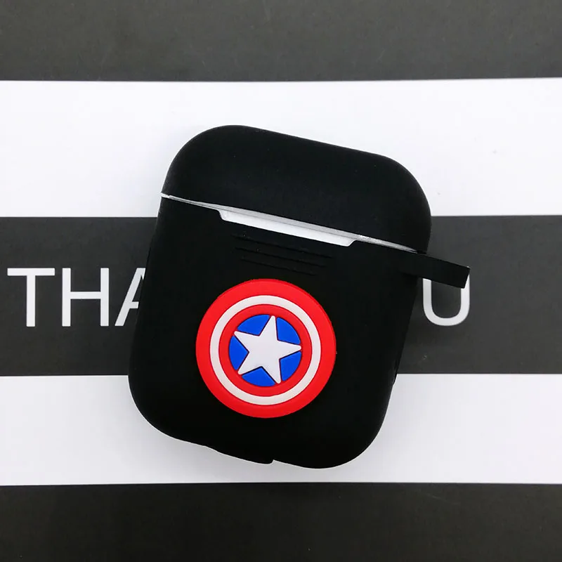 Популярный мультяшный беспроводной Чехол для наушников для Apple AirPods, силиконовый чехол для зарядки наушников s для Airpods 2, защитный чехол - Цвет: black Uteam