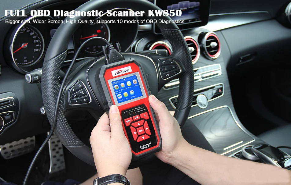KONNWEI KW850 obd2 автоматический диагностический сканер полный OBD 2 OBDII код считыватель сканер автомобильный диагностический инструмент может один клик I/M