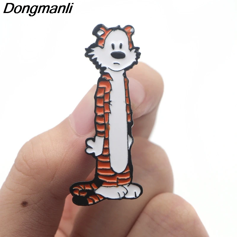 P3680 Dongmanli Hobbes Tigger милые металлические эмалированные булавки и броши для нагрудных штифтов рюкзак сумки значок крутые подарки