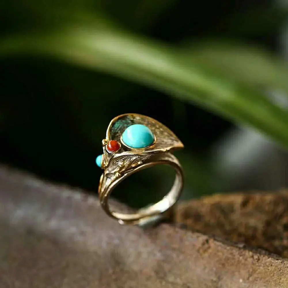 RADHORSE 925 Серебряные кольца для Для женщин Fine Jewelry Бирюзовый Калла Лили