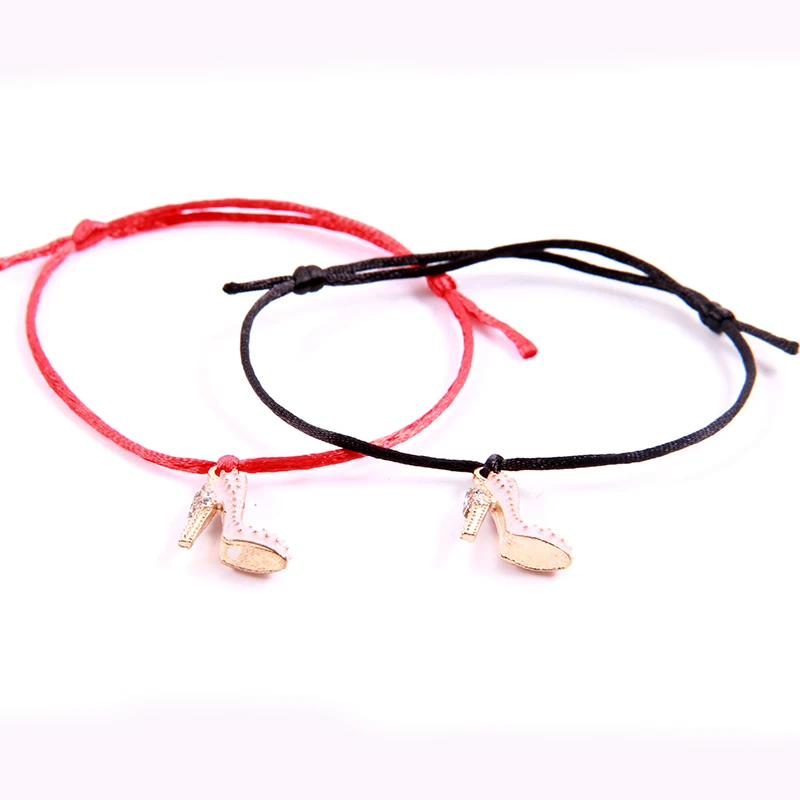 2 шт./компл. браслет с красной шнуровкой для влюбленных обувь на высоком каблуке