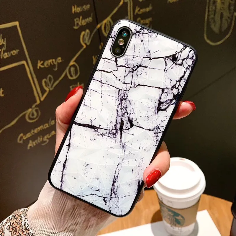 Vintage Marble Phone Case For iphone X XR XS MAX Soft Silicone Diamond Texture Back Cover 6 6S 7 8 Plus |