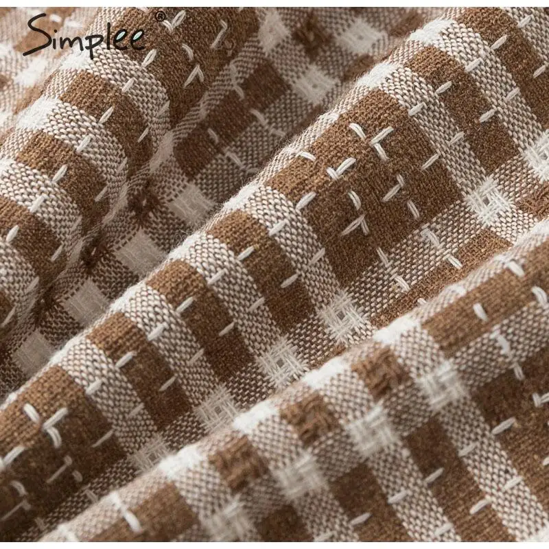 Simplee Vintage клетчатая рубашка женская sexy блузка клетчатая рубашка женская sexy блузка спинка зашнуровать женский топ рубашка Осень слойка рукава негабаритных женская блузка рубашка