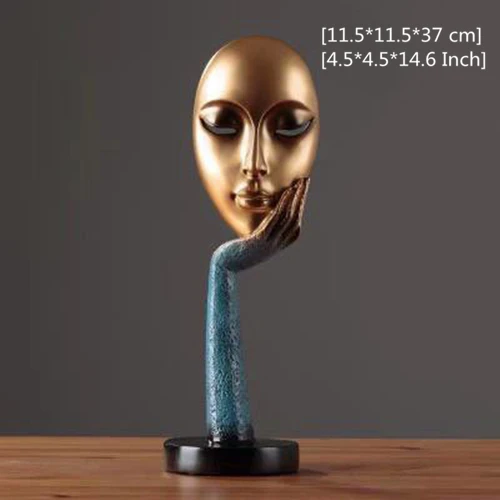 Gold Mask-L VILEAD, 28,5 см, 37 см, смоляная маска для лица, статуэтки, скандинавские Абстрактные Художественные украшения, креативное украшение для дома, для офиса, крыльца, скульптура, подарок - Цвет: Gold Mask-L