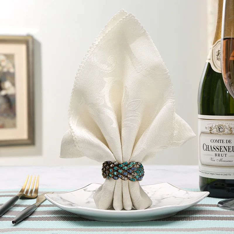 

12pcs High-grade blue diamond napkin ring hotel restaurant napkin napkin ring buckle Christmas gift tableware