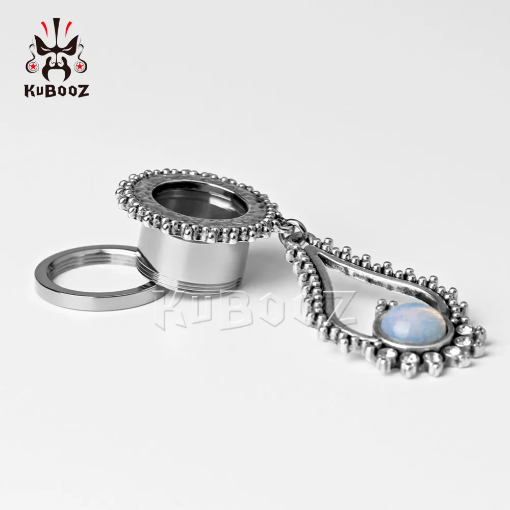 Kubooz Пирсинг из нержавеющей стали Висячие ушные сережки Каменные Украшения для тела винтовые задние беруши и туннели пара сережек
