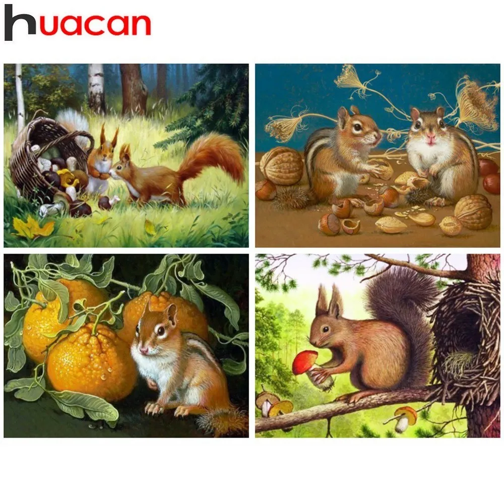 Huacan объемный квадратный алмаз живопись белка вышивка бисером, животное Красочные Бриллиантовые Стразы мозаика вышивки крестом Декор