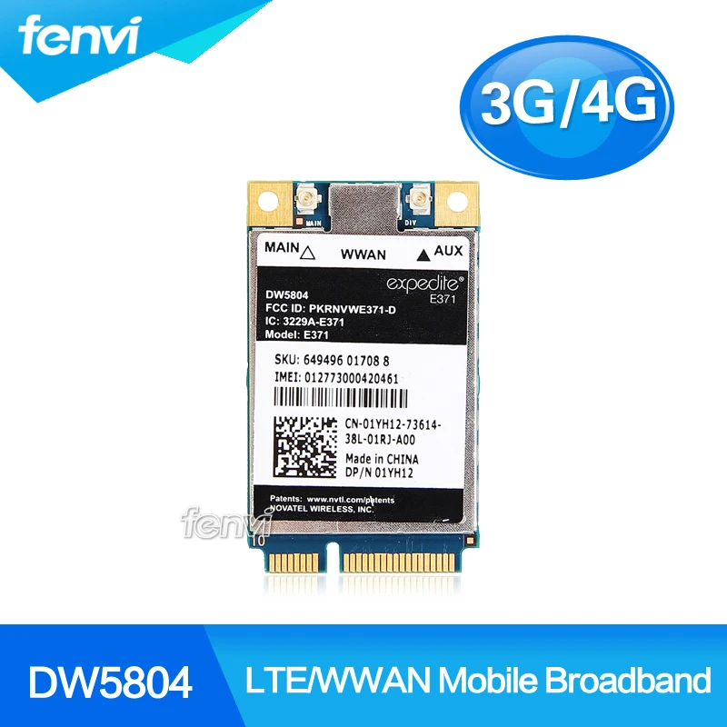 Разблокированный беспроводной DW5804 4G LTE WWAN мобильный широкополосный 01YH12 E371 PCI E 3g/4g