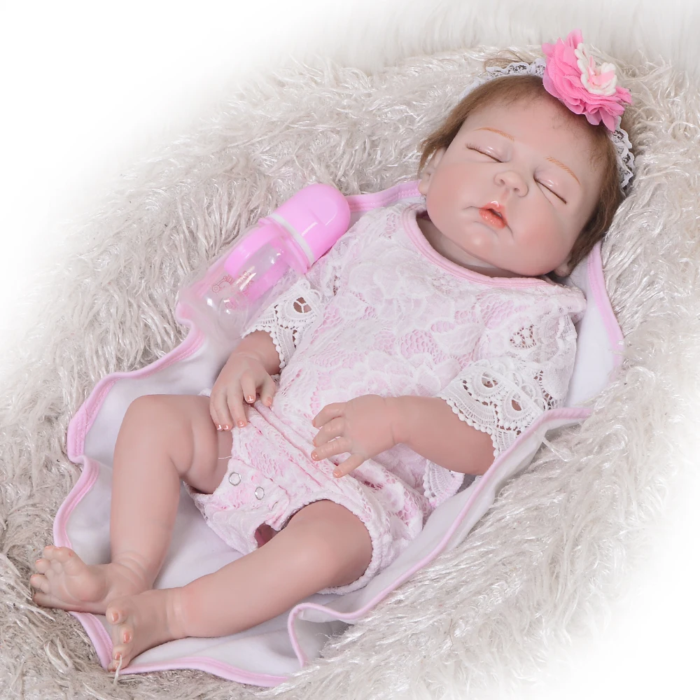 

Oyuncak bebek reborn menina 23"57cm vinyl newborn babies full silicone reborn baby girl dolls toys for child gift