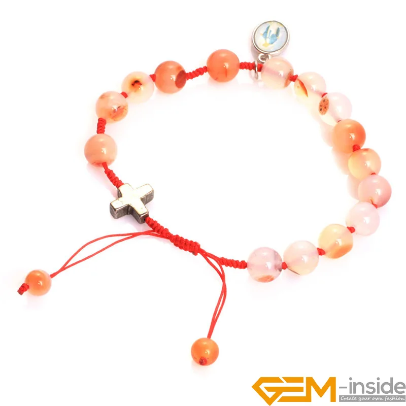 8 мм каменные бусины регулируемый крест браслет мусульманские католические