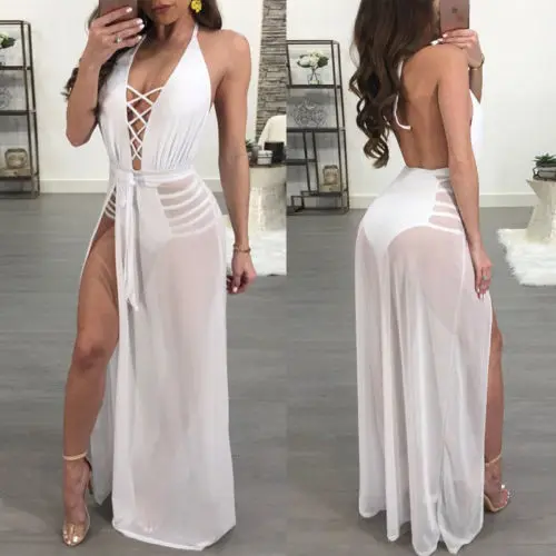 Женский сетчатый комбинезон с v-образным вырезом на шнуровке открытой спиной