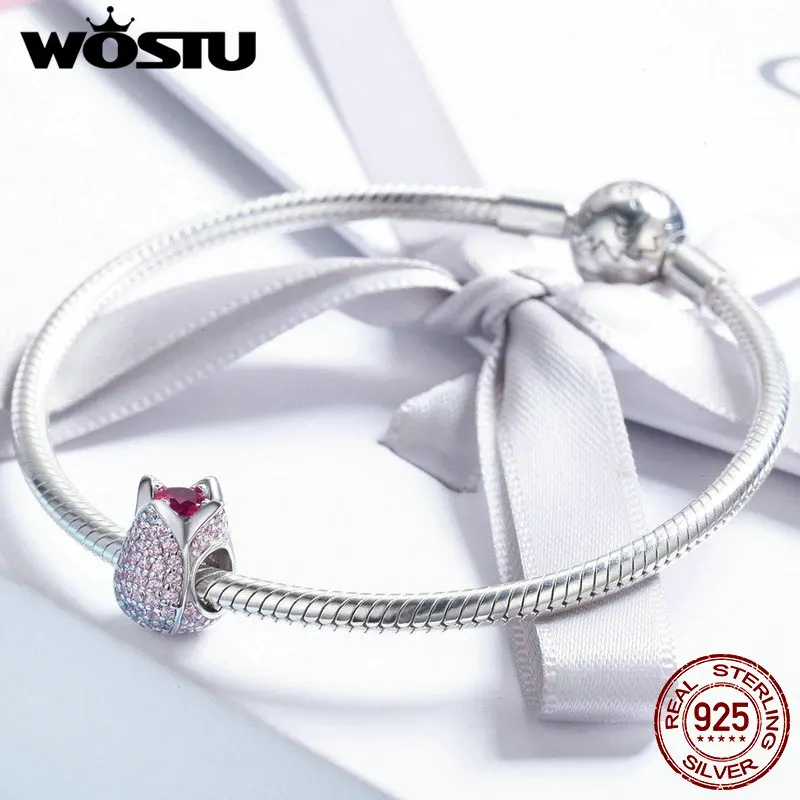 Бусина-Шарм для браслета WOSTU из серебра 100% пробы с розовыми цветами тюльпана CQC569 -