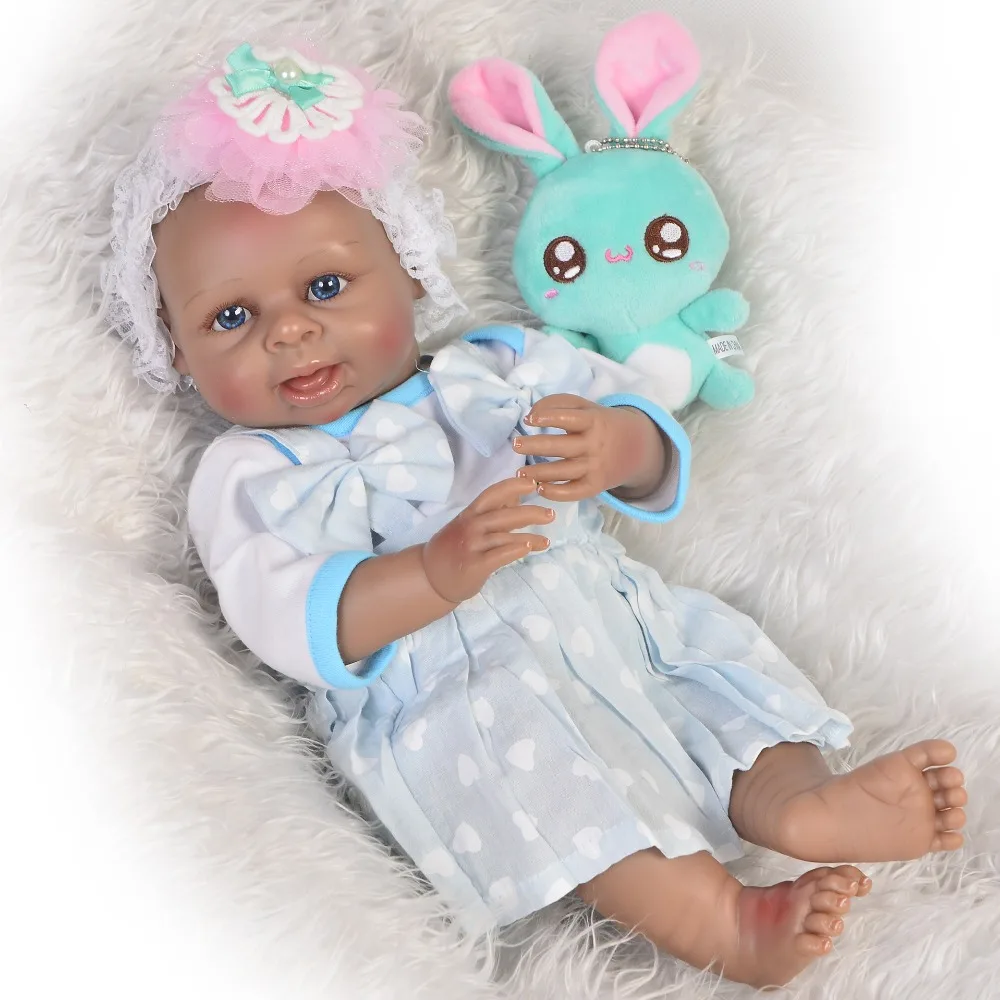 19 Inch Collectible high quality Reborn Baby Doll Full Body Silicone 45 cm Realistic Black Skin Kid Christmas Gifts | Игрушки и хобби