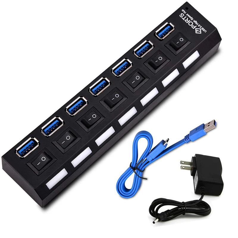 USB 3 0 концентратор 7 портов Супер Скоростной данных с индивидуальными