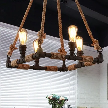 Креативный подвесной светильник в стиле лофт для водопроводной трубы веревка