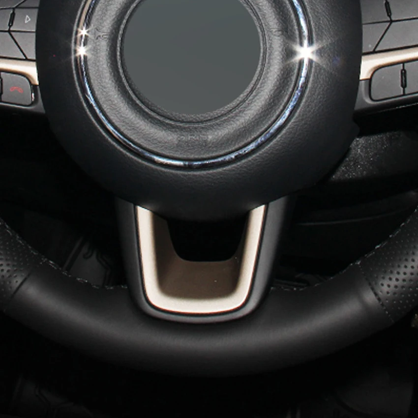 Черный PU искусственная кожа Чехол рулевого колеса автомобиля для Jeep Compass Renegade- Fiat Toro- Tipo