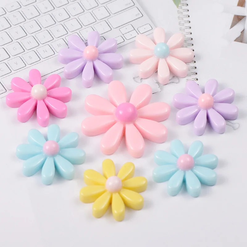 10 шт./лот кабошоны из смолы с плоской задней поверхностью и изображением цветов