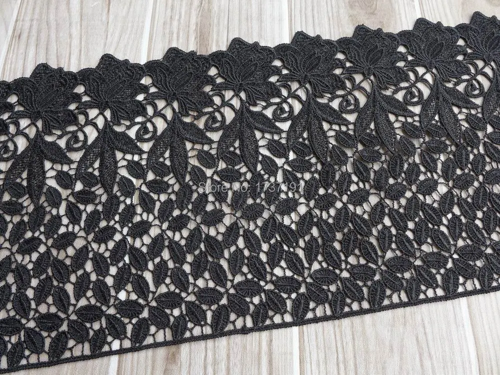 5 ярдов красивая кружевная тесьма с листьями для вязания крючком Черная ткань 20