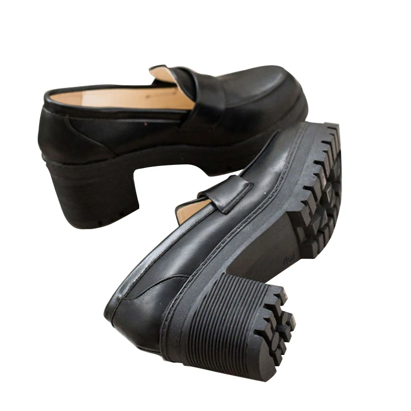 HEE GRAND/2017 Осенние классические туфли лодочки слипоны на высоком толстом каблуке