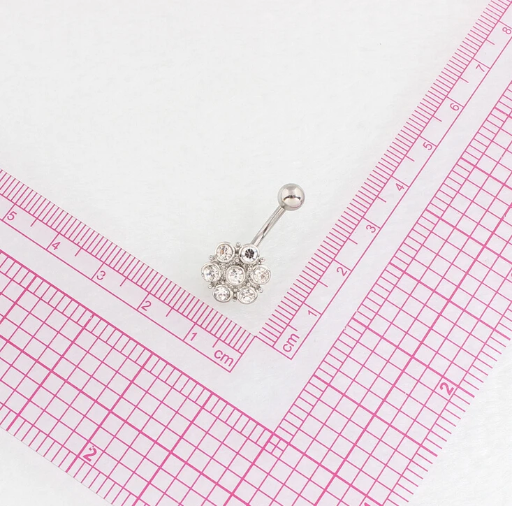 Высокое Качество Посеребренная Ясно Розовый Кристалл Цветочный Мотаться Живота