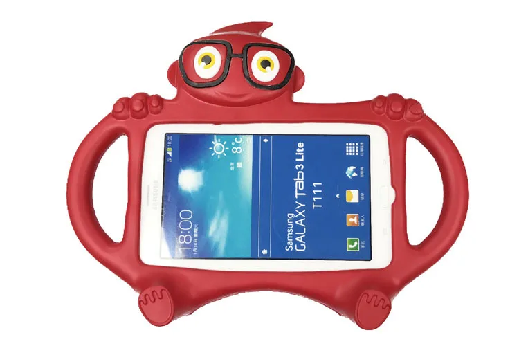 Красный Детский мультяшный чехол EVA с очками для samsung Galaxy Tab 3 4 t211 T210 T230 T231 Lite T110 T113 Настольная подставка держатель задняя крышка+ стилус - Цвет: Красный