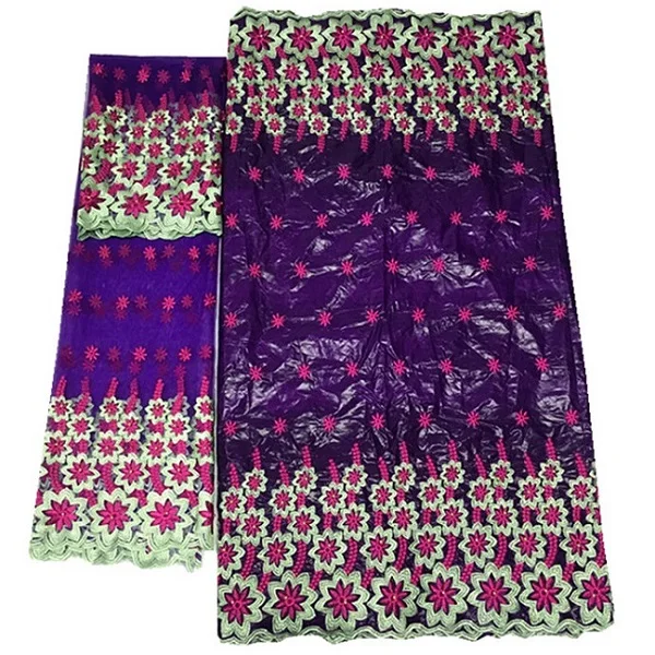 Белый и бежевый Африканский Базен Riche ткань матч вышитые французский чистая