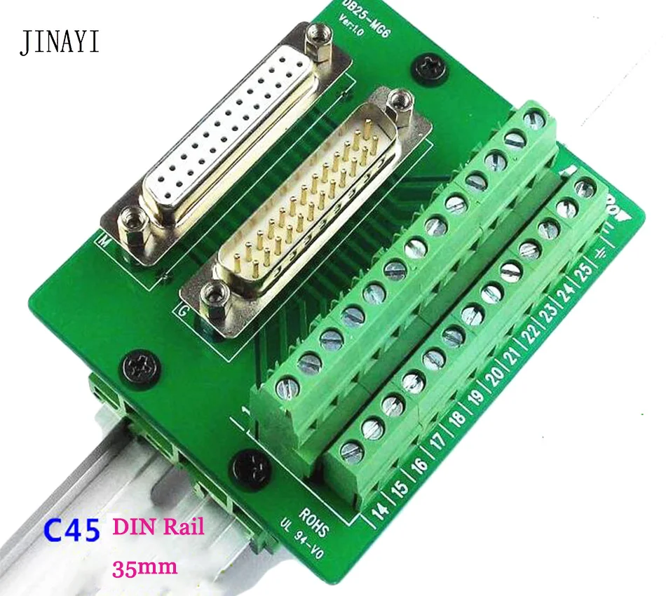 25 контактный DB25 D SUB женский Штекерный сигнал клемма PCB прерывательный модуль
