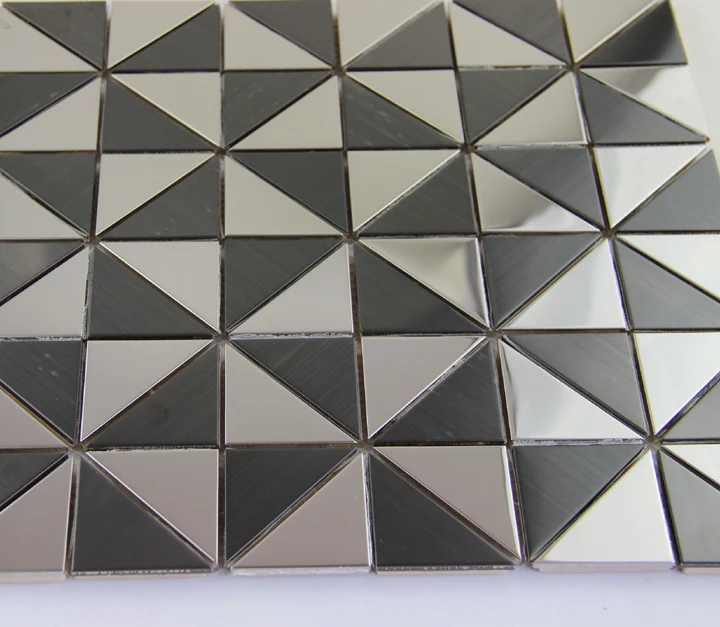 Треугольная металлическая мозаичная плитка из нержавеющей стали кухонный фон