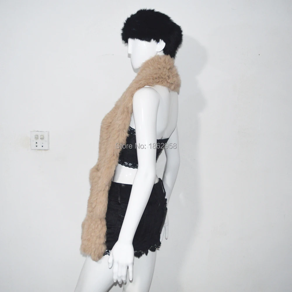 Free Shipping SJ650 2019 Light Camel Girls Hand Thick Knit Wholesale Factory Fur Scarf with Pockets |