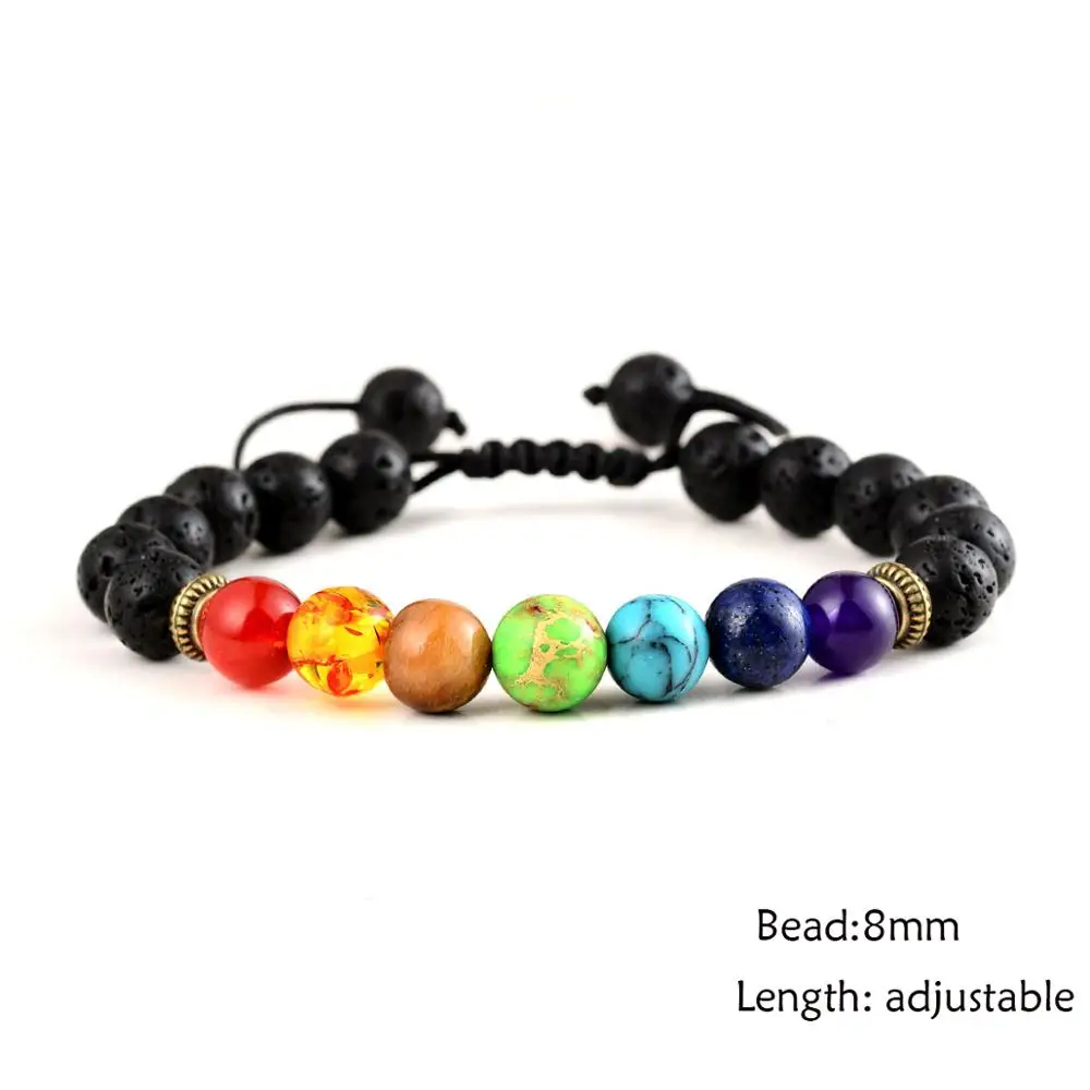 Браслет с 7 чакрами для мужчин и женщин регулируемая нить из натурального камня