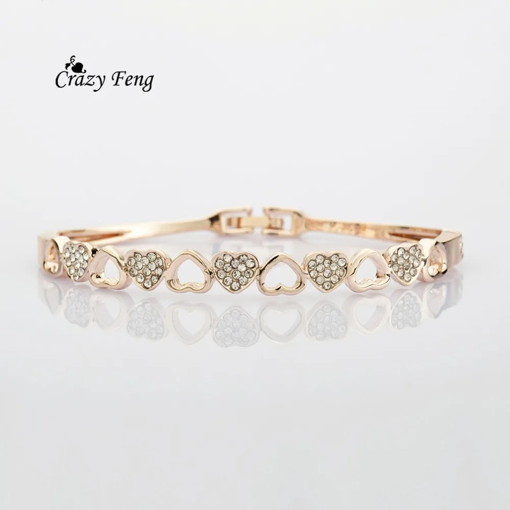 Big promotion New fashion Gold Color Austrian Crystal cuff charm Bracelets Bangles for women Jewelry Gifts Free shipping | Украшения и