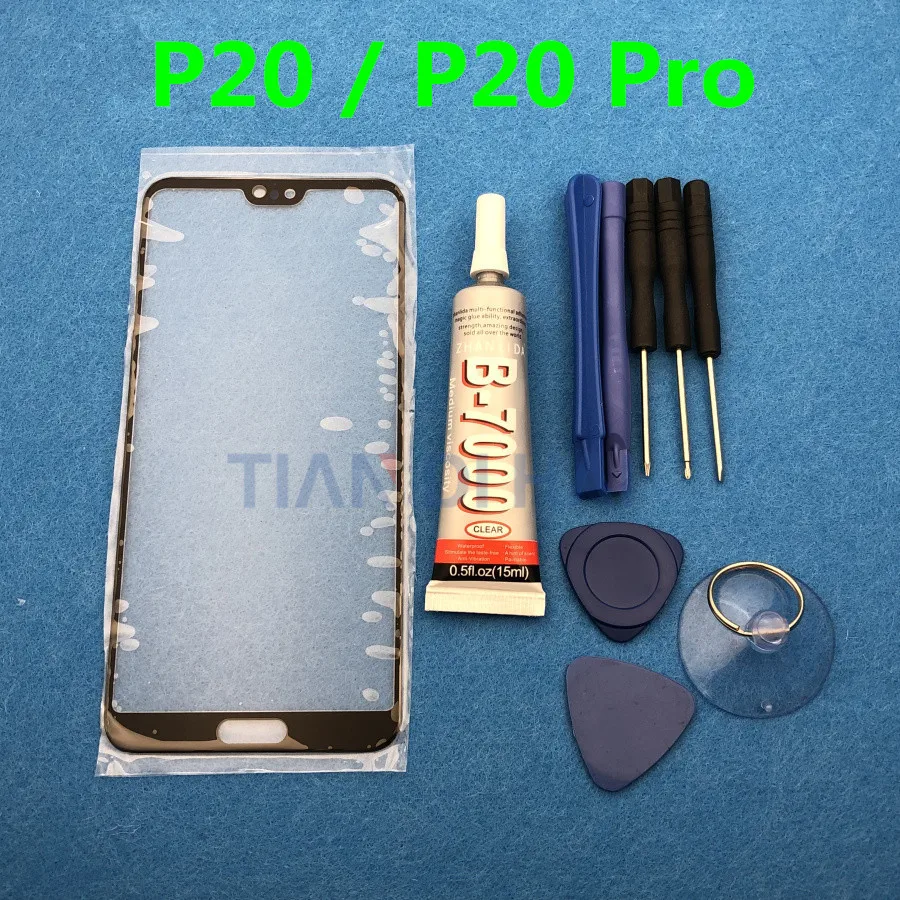 P20Pro lcd Сенсорная панель экрана для huawei P20 Pro P20 Передняя стеклянная внешняя линза+ B-7000 клеевые инструменты