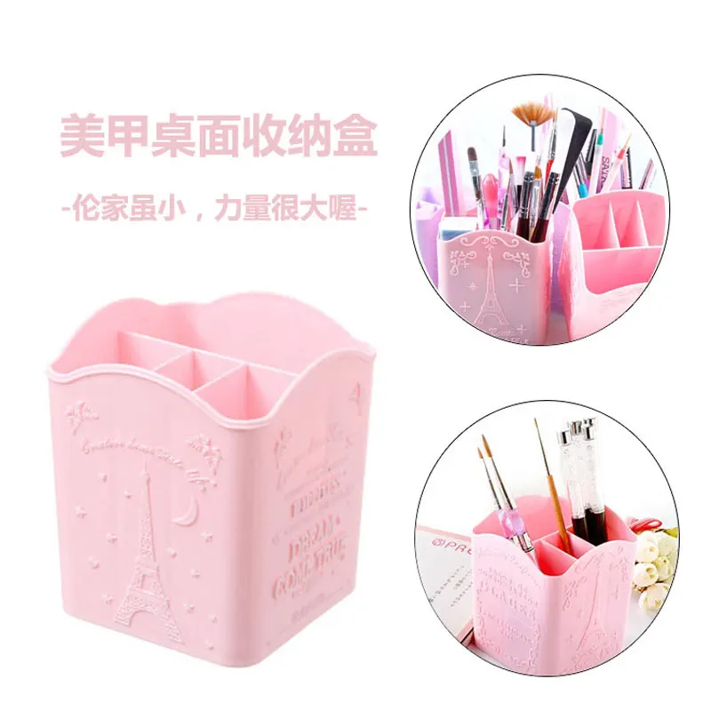 

new 4 Rooms Cabinet Storage Box Holder Container Case Organizer for Nail Art Tool Kits Makeup Brushes Pen File Buffer