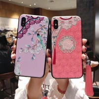 chinese style embossed tassel phone case for iphone 11 12 13 pro max xs max xr soft back cover for iphone x 8 7 6s 6 plus coque