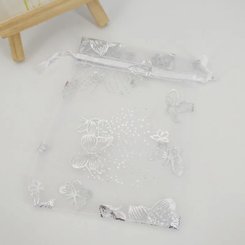 100 шт 9x12 см сумки из органзы Свадебные мешки упаковки ювелирных изделий Милый Подарочный пакет 8 цветов Свадебные принадлежности 6Z-SH330 - Цвет: White