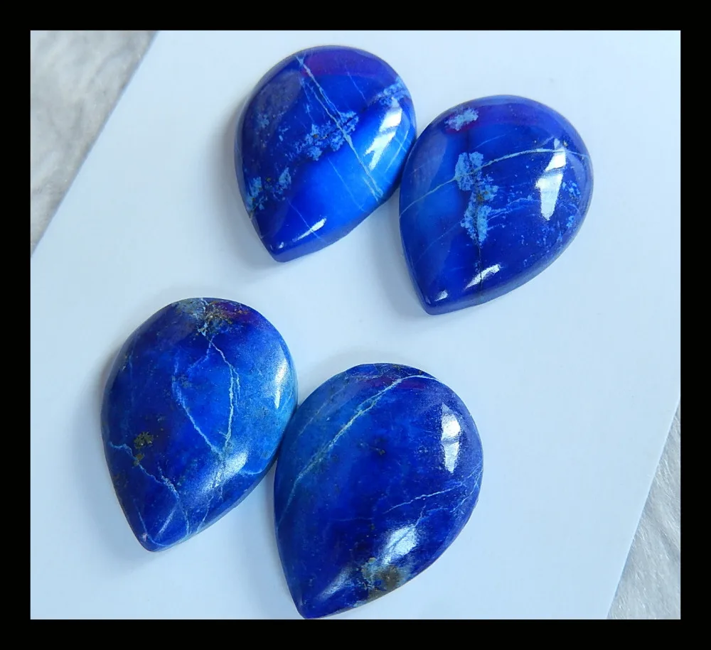 Натуральный камень 4 шт. модные ювелирные изделия в форме груши Lapis Lazuli Кабошоны